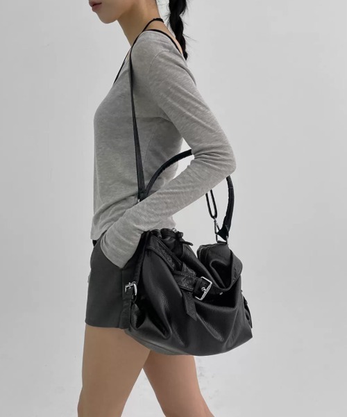 Miniministore(ミニミニストア)の「2WAY ワンショルダーバッグ 大容量(ショルダーバッグ・レディース・シルバーグレー/ブラック/ホワイト・FREE)」の11枚目の写真