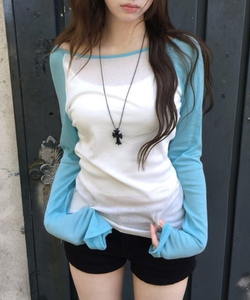 Vipoa(ヴィポア)の「Simple mood raglan tee(Tシャツ/カットソー・レディース・ブルー系その他・FREE)」の5枚目の写真