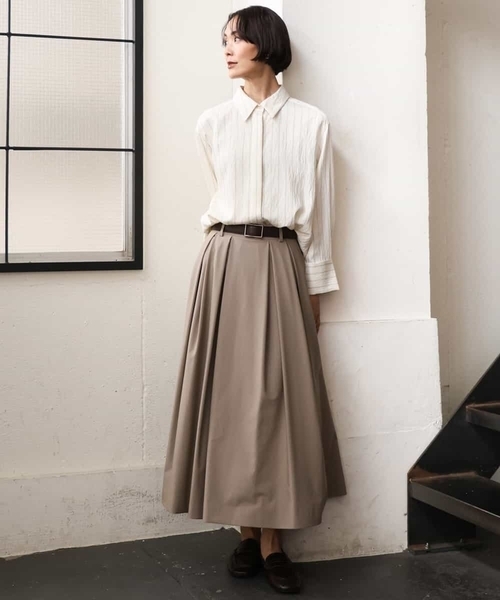 MICHEL KLEIN(ミッシェル・クラン)の「ヴィンテージライクストライプシャツ(シャツ/ブラウス・レディース・カーキ/ホワイト・38)」の5枚目の写真