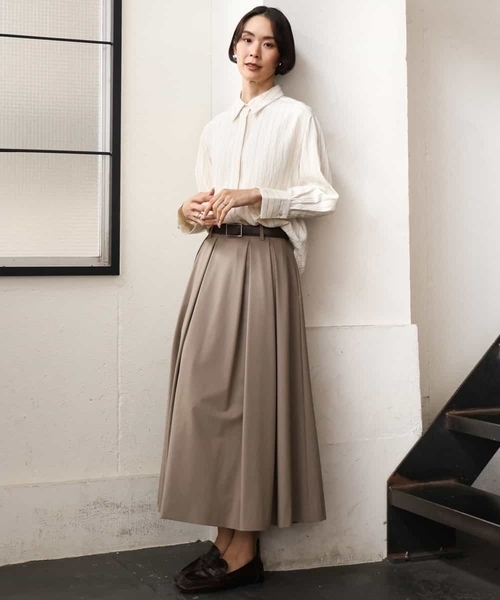 MICHEL KLEIN(ミッシェル・クラン)の「ヴィンテージライクストライプシャツ(シャツ/ブラウス・レディース・カーキ/ホワイト・38)」の6枚目の写真