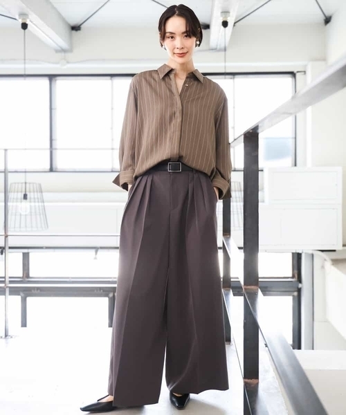MICHEL KLEIN(ミッシェル・クラン)の「ヴィンテージライクストライプシャツ(シャツ/ブラウス・レディース・カーキ/ホワイト・38)」の8枚目の写真