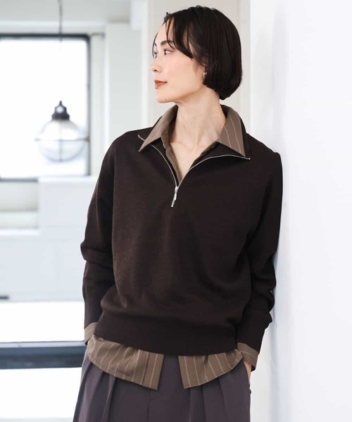MICHEL KLEIN(ミッシェル・クラン)の「ヴィンテージライクストライプシャツ(シャツ/ブラウス・レディース・カーキ/ホワイト・38)」の11枚目の写真