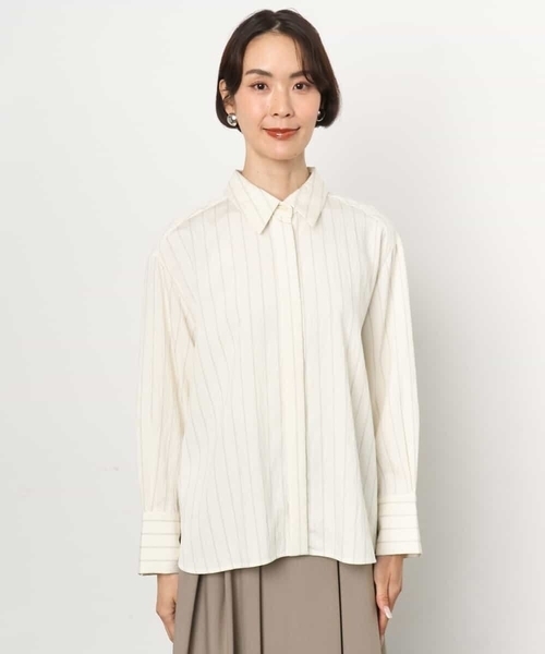 MICHEL KLEIN(ミッシェル・クラン)の「ヴィンテージライクストライプシャツ(シャツ/ブラウス・レディース・カーキ/ホワイト・38)」の15枚目の写真