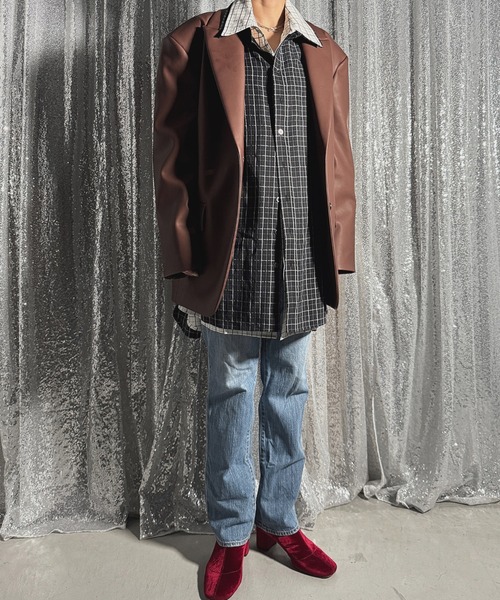 PROVOKE (プロヴォーク)の「CHECK BIG SHIRT(シャツ/ブラウス・レディース・ブラック/ブラウン・FREE)」の2枚目の写真