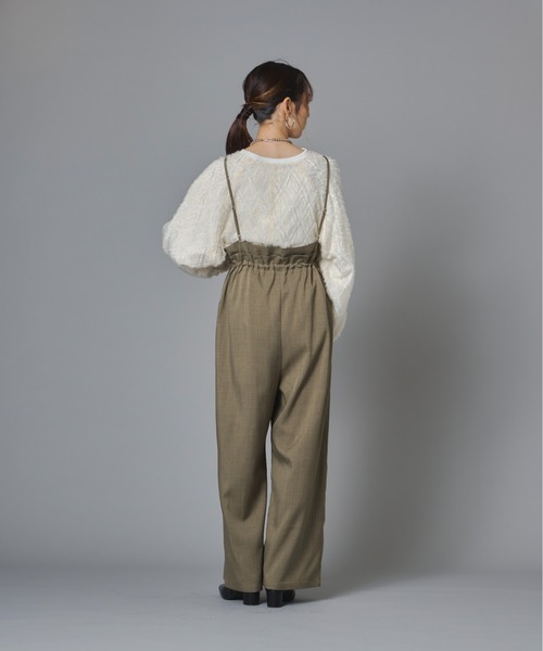 terrace（テラス）の「フロントジップ&ギャザー キャミサロペット（つなぎ/オールインワン・レディース・グレイッシュベージュ・FREE）」の10枚目の写真