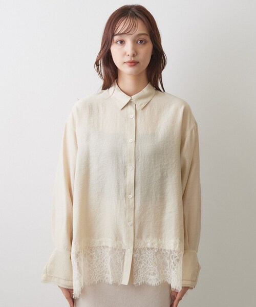 DRESSTERIOR(ドレステリア)の「ヴィンテージライク レーストリムシャツ(シャツ/ブラウス・レディース・ライトベージュ/ブラック・36/38)」の12枚目の写真