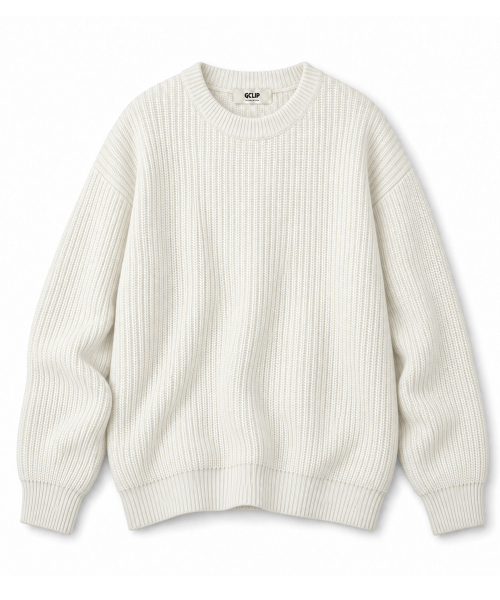 GCLIP(ジクリップ)の「ラウンドネック オーバーサイズ ハッチニットTシャツ 3COLOR(ニット/セーター・メンズ・ブラック/グレー/アイボリー・1/2/3)」の5枚目の写真