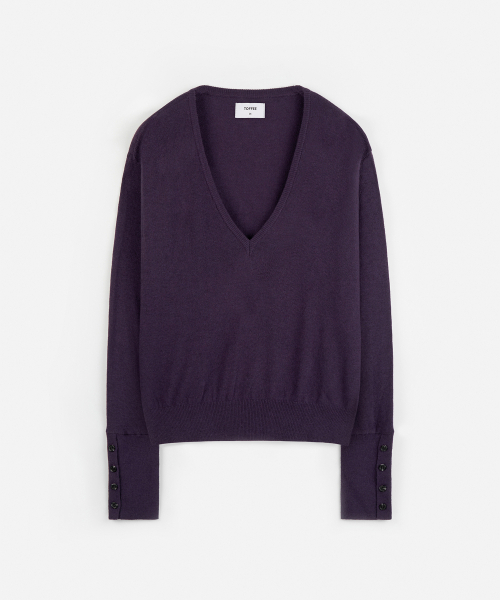 TOFFEE WOMEN(トフィーウィメン)の「W ディープVボタンニット (PURPLE)(ニット/セーター・レディース・その他・OS)」の2枚目の写真