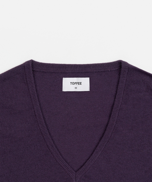 TOFFEE WOMEN(トフィーウィメン)の「W ディープVボタンニット (PURPLE)(ニット/セーター・レディース・その他・OS)」の4枚目の写真