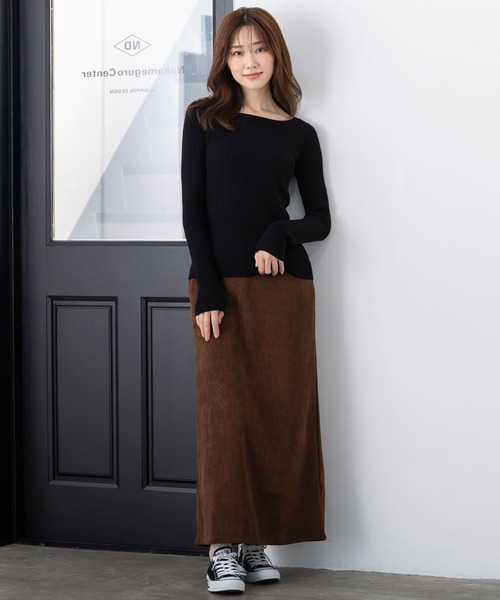 MAISONCOMFY （メゾンコンフィ）の「【ボートネックリブニット】クールさと上品さを兼ね備えたリブニット（ニット/セーター・レディース・グレー/ブラウン/オフホワイト/ブラック・FREE）」の18枚目の写真