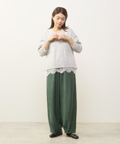 MELROSE claire（メルローズ クレール）の「【裾レースニットプルオーバー】（ニット/セーター・レディース・ライトグレー/ネイビー/グリーン・FREE）」の4枚目の写真