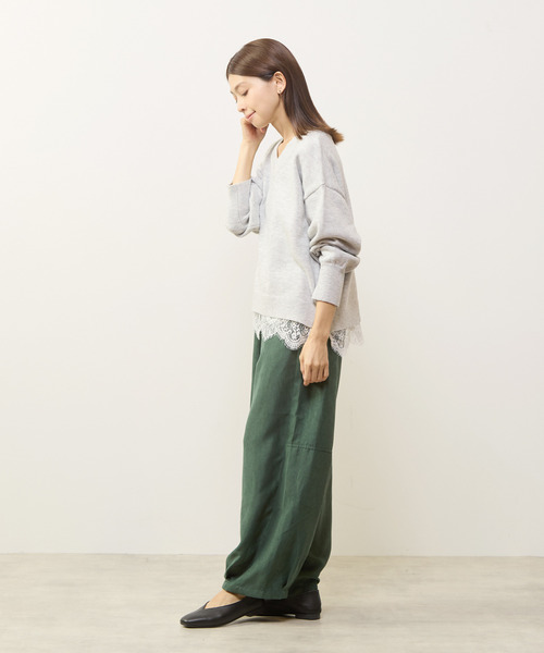 MELROSE claire（メルローズ クレール）の「【裾レースニットプルオーバー】（ニット/セーター・レディース・ライトグレー/ネイビー/グリーン・FREE）」の5枚目の写真