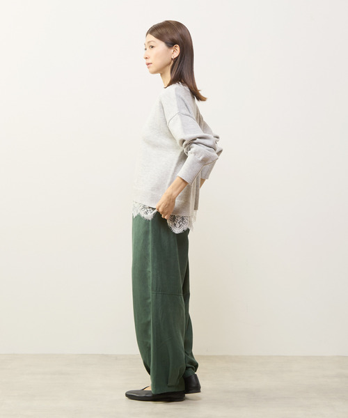 MELROSE claire（メルローズ クレール）の「【裾レースニットプルオーバー】（ニット/セーター・レディース・ライトグレー/ネイビー/グリーン・FREE）」の6枚目の写真