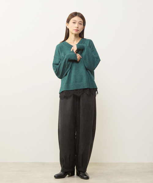 MELROSE claire（メルローズ クレール）の「【裾レースニットプルオーバー】（ニット/セーター・レディース・ライトグレー/ネイビー/グリーン・FREE）」の10枚目の写真