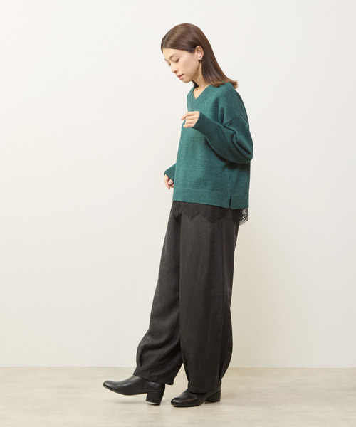 MELROSE claire（メルローズ クレール）の「【裾レースニットプルオーバー】（ニット/セーター・レディース・ライトグレー/ネイビー/グリーン・FREE）」の11枚目の写真
