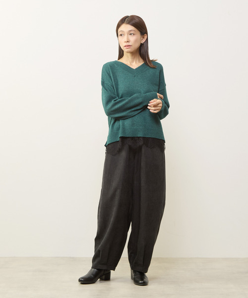 MELROSE claire（メルローズ クレール）の「【裾レースニットプルオーバー】（ニット/セーター・レディース・ライトグレー/ネイビー/グリーン・FREE）」の16枚目の写真