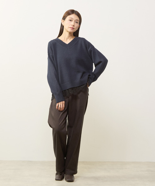 MELROSE claire（メルローズ クレール）の「【裾レースニットプルオーバー】（ニット/セーター・レディース・ライトグレー/ネイビー/グリーン・FREE）」の17枚目の写真