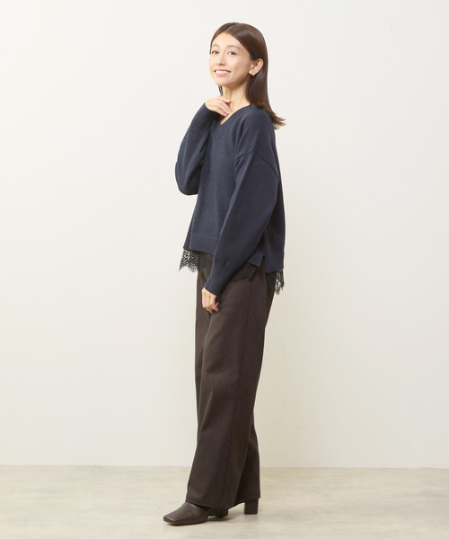 MELROSE claire（メルローズ クレール）の「【裾レースニットプルオーバー】（ニット/セーター・レディース・ライトグレー/ネイビー/グリーン・FREE）」の19枚目の写真