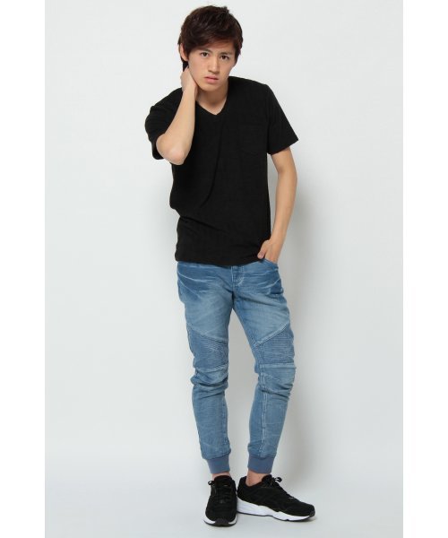 VENCEEXCHANGE（ヴァンスエクスチェンジ）の「裾リブバイカードビーデニム    （デニムパンツ・メンズ・ネイビー/ブラック/ブルー/グレー・MEDIUM/LARGE/SMALL）」の4枚目の写真