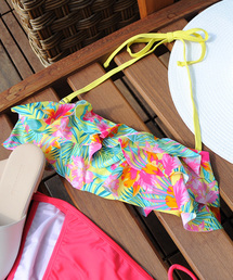 [単品]2way・花柄3段フリルブラトップ/3Dビキニ