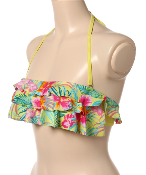 Luz Llena (philter)（ラズレナ　フィルター）の「[単品]2way・花柄3段フリルブラトップ/3Dビキニ（水着・レディース・イエロー/ネイビー・SMALL/LARGE/MEDIUM）」の3枚目の写真