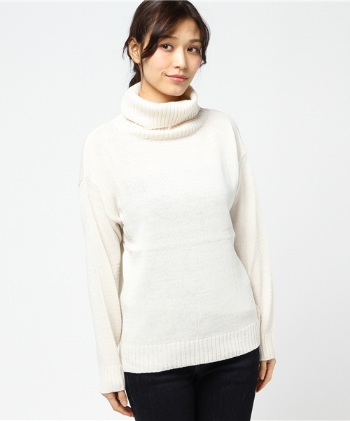 RAY CASSIN（レイカズン）の「タートルネックプルオーバー（ニット/セーター・レディース・ネイビー/オフホワイト/杢グレー/キャメル・FREE）」の5枚目の写真