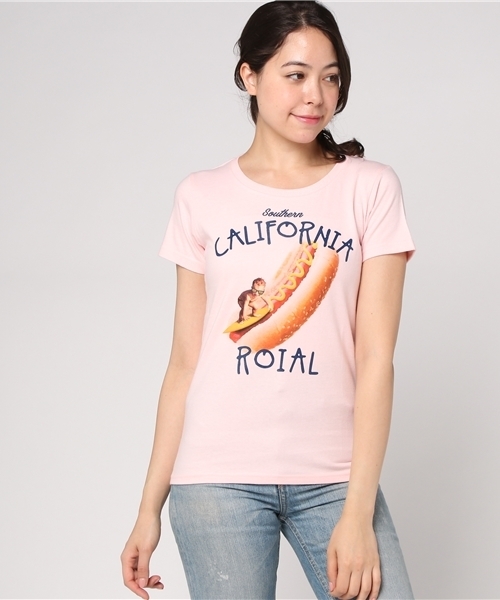 roial(ロイアル)の「GINGER-G/ROIAL(ロイアル)半袖Tシャツ(Tシャツ/カットソー・レディース・ホワイト/ライトピンク/ピンク・LARGE/MEDIUM/SMALL)」の1枚目の写真