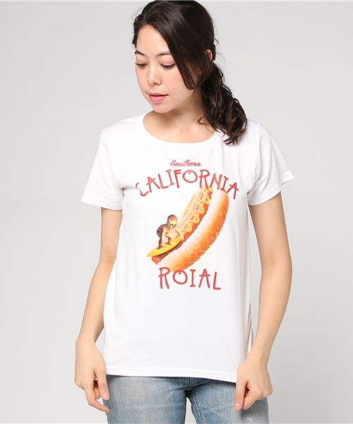 roial(ロイアル)の「GINGER-G/ROIAL(ロイアル)半袖Tシャツ(Tシャツ/カットソー・レディース・ホワイト/ライトピンク/ピンク・LARGE/MEDIUM/SMALL)」の2枚目の写真