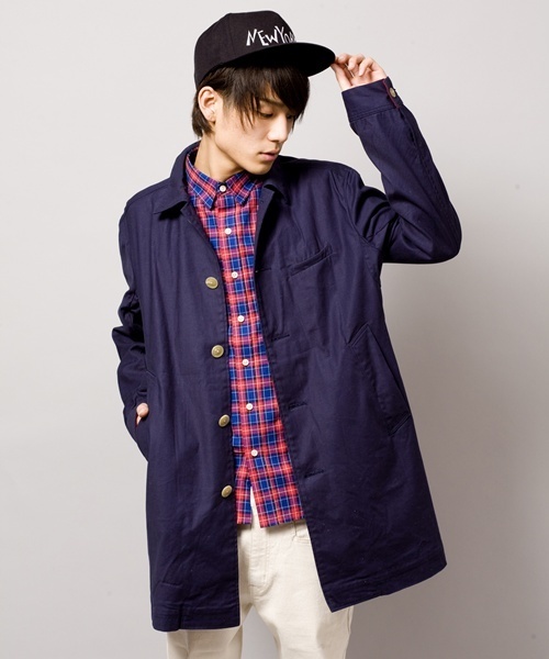 WEGO(ウィゴー)の「配色ステンカラーコート(ステンカラーコート・メンズ・ターコイズブルー/ベージュ/ネイビー・MEDIUM/LARGE)」の1枚目の写真