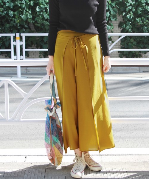 journal standard L'essage（ジャーナルスタンダードレサージュ）の「ポプリンラップパンツ◆#（その他パンツ・レディース・ブラック/ブラウン/カーキ/イエロー・FREE）」の6枚目の写真