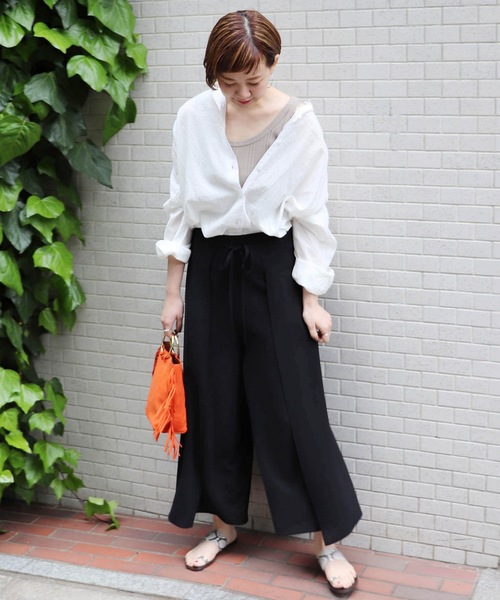 journal standard L'essage（ジャーナルスタンダードレサージュ）の「ポプリンラップパンツ◆#（その他パンツ・レディース・ブラック/ブラウン/カーキ/イエロー・FREE）」の7枚目の写真