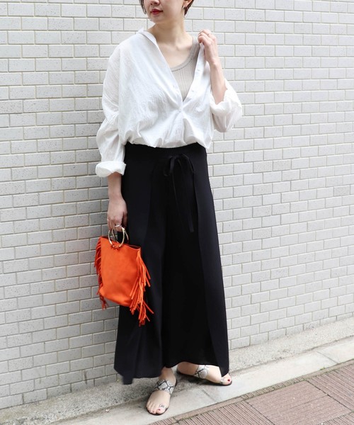 journal standard L'essage（ジャーナルスタンダードレサージュ）の「ポプリンラップパンツ◆#（その他パンツ・レディース・ブラック/ブラウン/カーキ/イエロー・FREE）」の12枚目の写真