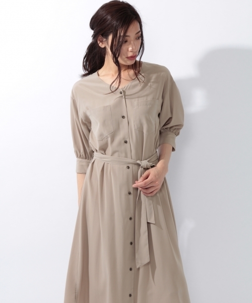 laboratory work（ラボラトリーワーク）の「ドルマンショートスリーブトロミワンピース（ワンピース・レディース・ネイビー/グレー系その他/キャメル・MEDIUM）」の2枚目の写真