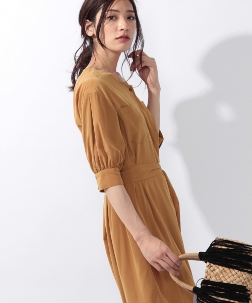 laboratory work（ラボラトリーワーク）の「ドルマンショートスリーブトロミワンピース（ワンピース・レディース・ネイビー/グレー系その他/キャメル・MEDIUM）」の3枚目の写真