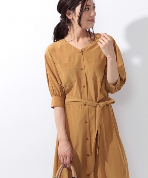 laboratory work（ラボラトリーワーク）の「ドルマンショートスリーブトロミワンピース（ワンピース・レディース・ネイビー/グレー系その他/キャメル・MEDIUM）」の10枚目の写真