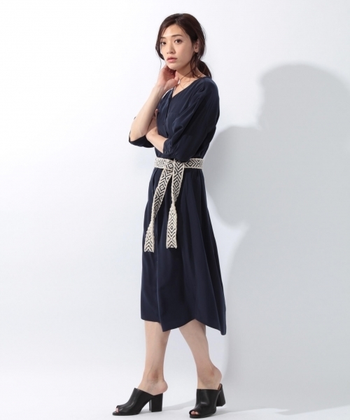 laboratory work（ラボラトリーワーク）の「ドルマンショートスリーブトロミワンピース（ワンピース・レディース・ネイビー/グレー系その他/キャメル・MEDIUM）」の16枚目の写真