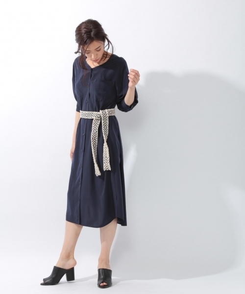 laboratory work（ラボラトリーワーク）の「ドルマンショートスリーブトロミワンピース（ワンピース・レディース・ネイビー/グレー系その他/キャメル・MEDIUM）」の18枚目の写真