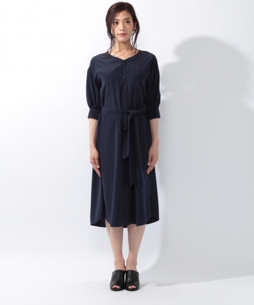 laboratory work（ラボラトリーワーク）の「ドルマンショートスリーブトロミワンピース（ワンピース・レディース・ネイビー/グレー系その他/キャメル・MEDIUM）」の12枚目の写真