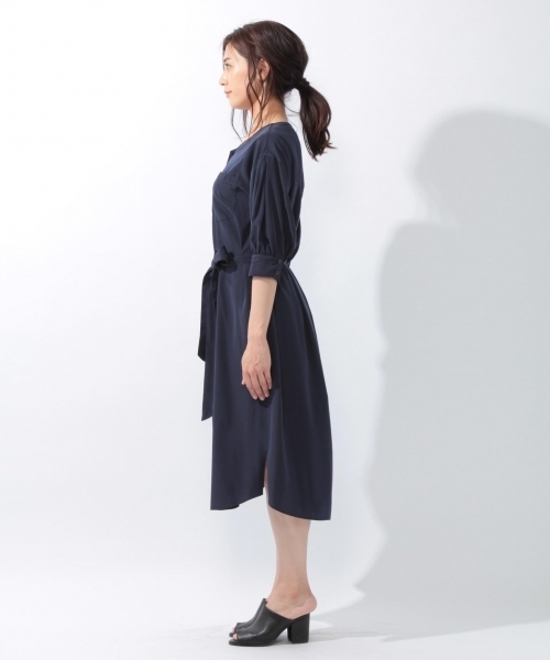 laboratory work（ラボラトリーワーク）の「ドルマンショートスリーブトロミワンピース（ワンピース・レディース・ネイビー/グレー系その他/キャメル・MEDIUM）」の8枚目の写真
