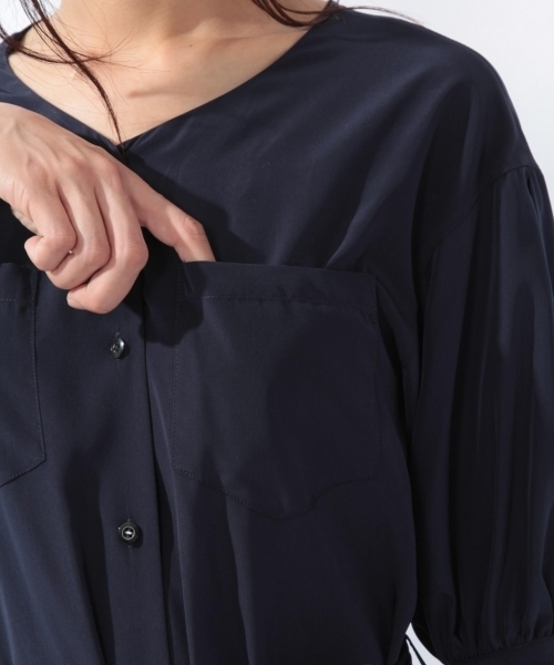 laboratory work（ラボラトリーワーク）の「ドルマンショートスリーブトロミワンピース（ワンピース・レディース・ネイビー/グレー系その他/キャメル・MEDIUM）」の7枚目の写真