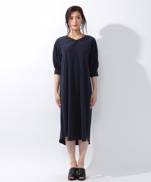 laboratory work（ラボラトリーワーク）の「ドルマンショートスリーブトロミワンピース（ワンピース・レディース・ネイビー/グレー系その他/キャメル・MEDIUM）」の9枚目の写真