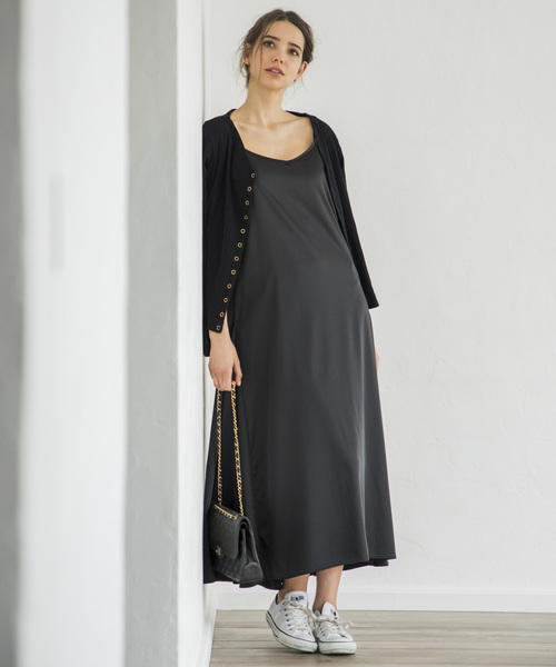 Emma Taylor（エマテイラー）の「サテンキャミドレス（ドレス・レディース・ブラック/グリーン・FREE）」の6枚目の写真