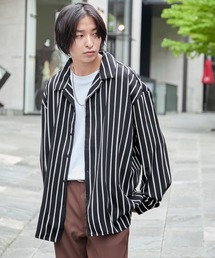 MONO-MART | サテンストライプオープンカラーシャツ Long sleeve 長袖(シャツ/ブラウス)