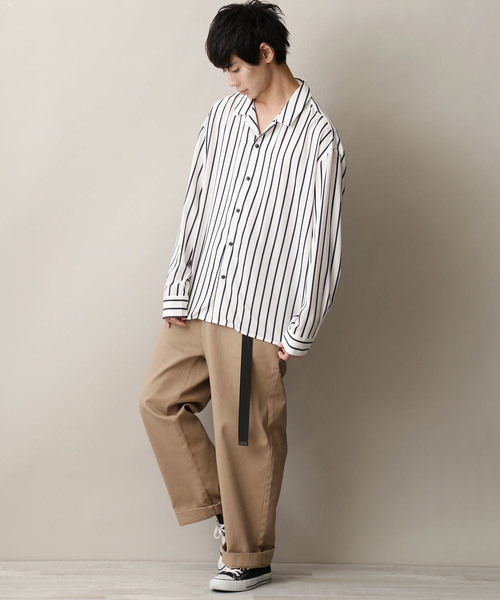 MONO-MART(モノマート)の「サテンストライプオープンカラーシャツ Long sleeve 長袖(シャツ/ブラウス・メンズ・ホワイト/ブラック/ネイビー/ブラック系その他/ブルー系その他/ホワイト系その他・FREE)」の16枚目の写真
