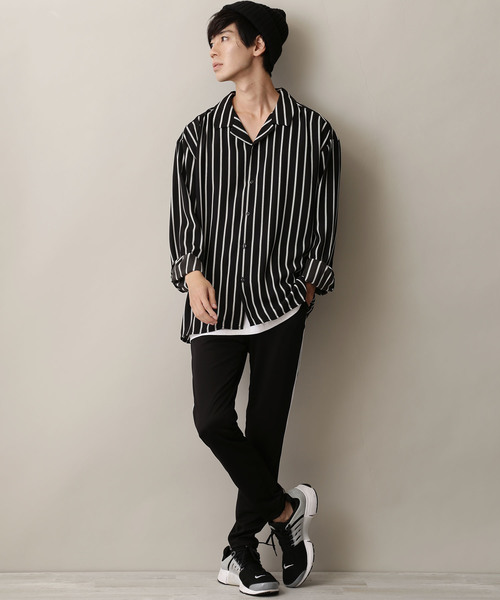 MONO-MART(モノマート)の「サテンストライプオープンカラーシャツ Long sleeve 長袖(シャツ/ブラウス・メンズ・ホワイト/ブラック/ネイビー/ブラック系その他/ブルー系その他/ホワイト系その他・FREE)」の17枚目の写真