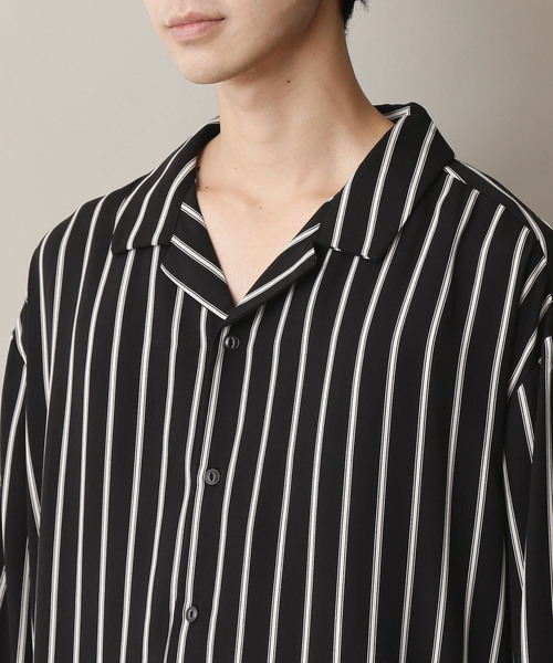 MONO-MART(モノマート)の「サテンストライプオープンカラーシャツ Long sleeve 長袖(シャツ/ブラウス・メンズ・ホワイト/ブラック/ネイビー/ブラック系その他/ブルー系その他/ホワイト系その他・FREE)」の9枚目の写真