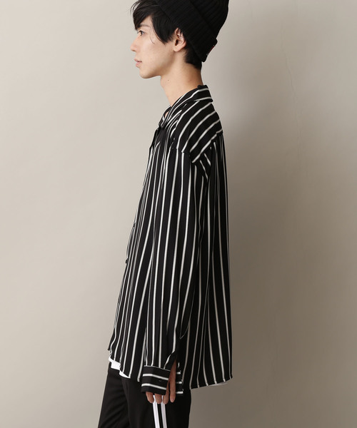 MONO-MART(モノマート)の「サテンストライプオープンカラーシャツ Long sleeve 長袖(シャツ/ブラウス・メンズ・ホワイト/ブラック/ネイビー/ブラック系その他/ブルー系その他/ホワイト系その他・FREE)」の14枚目の写真