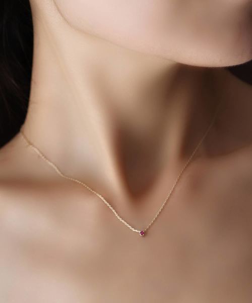 lily of the valley(リリーオブザバレイ)の「【K10】ワンポイントジュエリーネックレス(ネックレス・レディース・レッド/ピンク/ブルー/グリーン・FREE)」の4枚目の写真