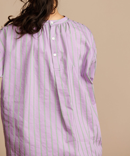 Munich（ミューニック）の「イタリア製シルクレーヨンストライププルオーバーシャツ（シャツ/ブラウス・レディース・ベージュ/ネイビー/ラベンダー/ピンク・FREE）」の16枚目の写真