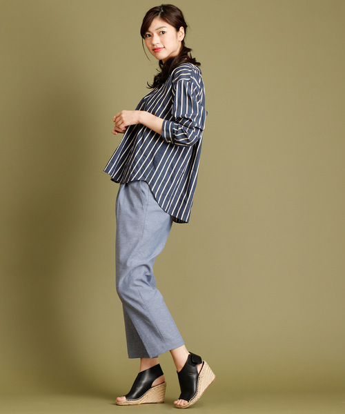 Munich（ミューニック）の「イタリア製シルクレーヨンストライププルオーバーシャツ（シャツ/ブラウス・レディース・ベージュ/ネイビー/ラベンダー/ピンク・FREE）」の17枚目の写真